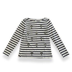 Beautiful J CREW Stripe Pearl and Jewel Embellished Top! Size Small